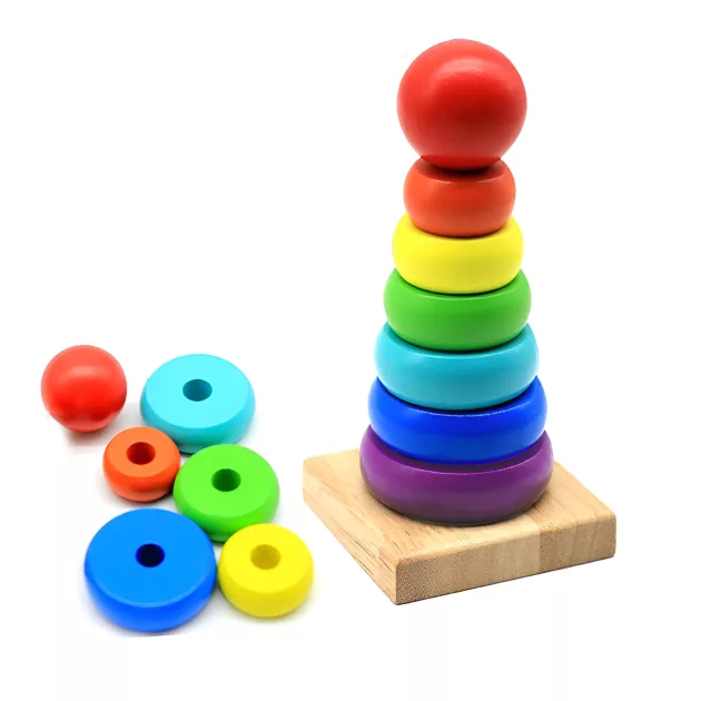 ring stacker toy, montessori toy, montessori wooden toys, stacking tower, educational toy