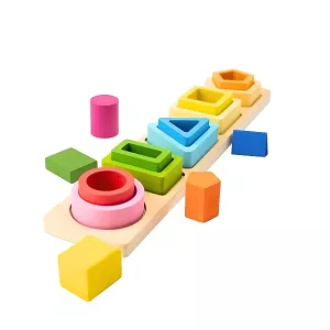 shape sorting toy, color sorting toy, stacked columns, building blocks toy