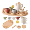 montessori toy, wooden utensil, toy tea set