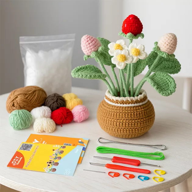 crochet kit, flower crochet kit, crochet beginner kit,