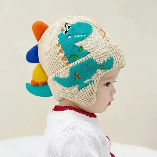 warm hat with ear flaps, hat with ear flaps, dinosaur hat, warm hat, winter hat with ear flaps, thermal hat