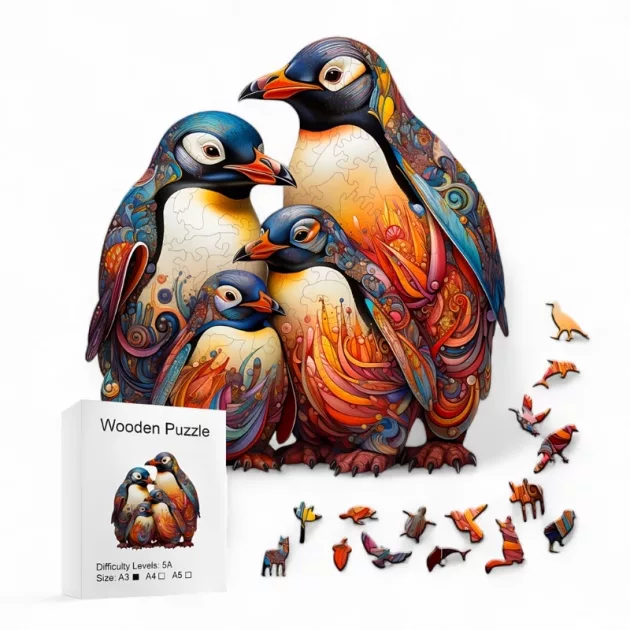 montessori toy, wooden puzzle toy, penguin puzzle game, parrot puzzle, jigsaw puzzle