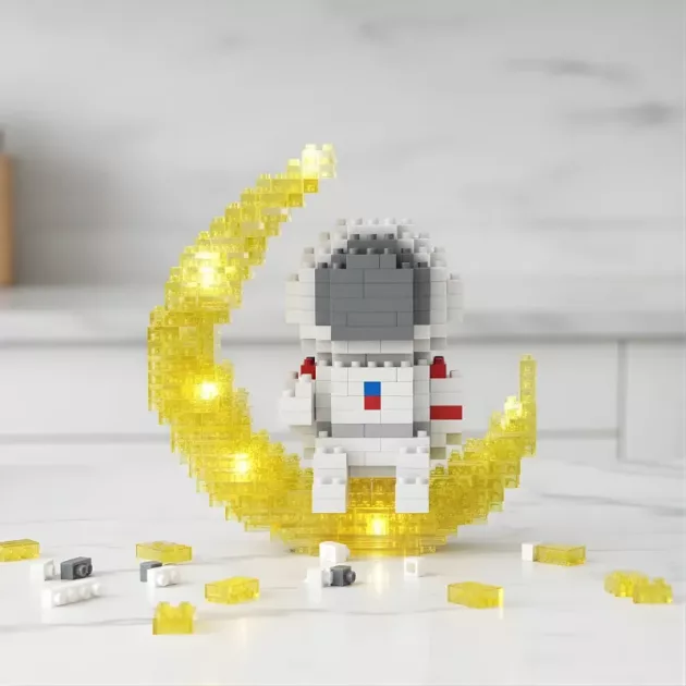 astronaut building blocks, astronaut on the moon toy