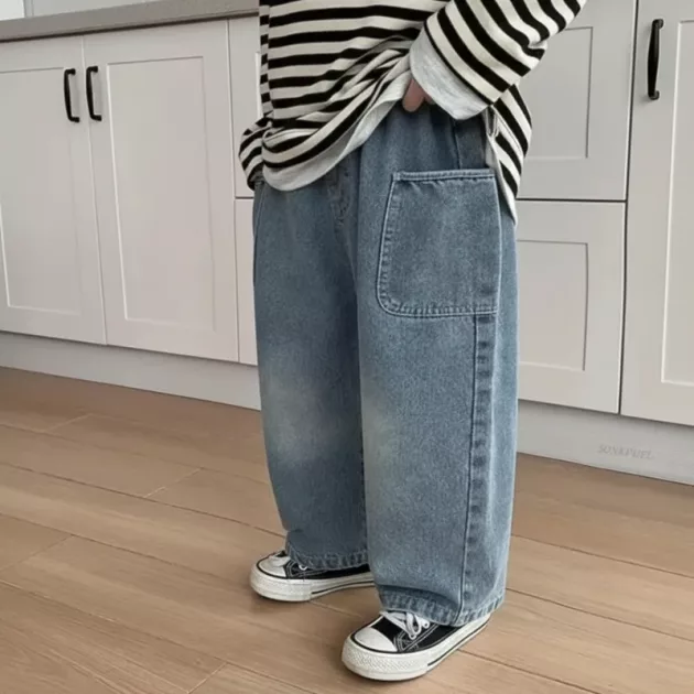 wide leg denim pants, cotton denim pants, cotton cargo pants